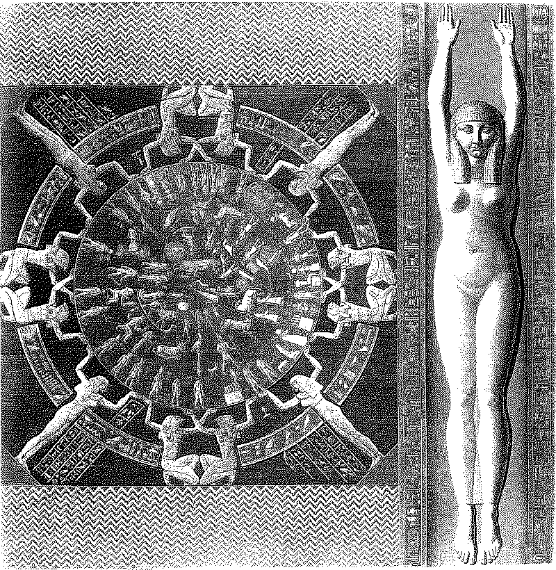 Southern View of the ceiling view of the Zodiac of Denderah and Hathor Upright
