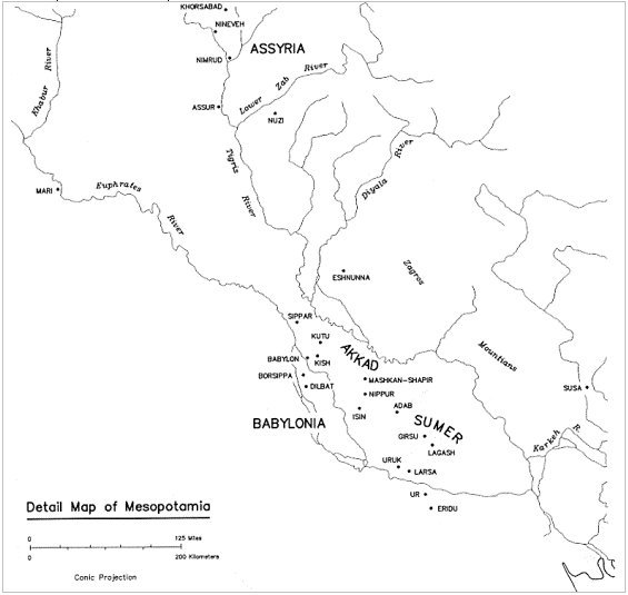 Map of ancient Mesopotamia